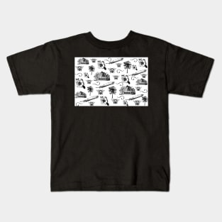 Vintage Summer- Black and White Pattern Kids T-Shirt